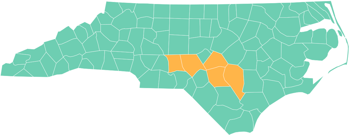 Mid-Carolina Workforce Development Board Career Centers Map