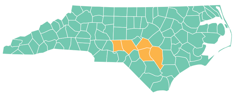 Mid-Carolina Workforce Development Board Career Centers Map